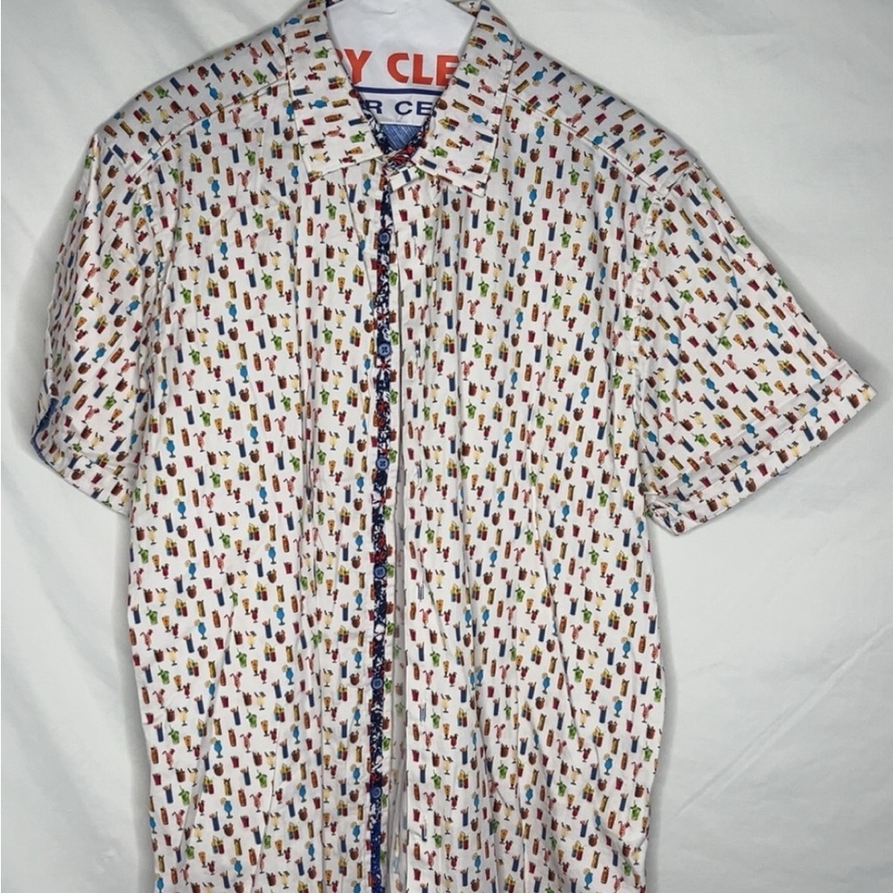 Robert Graham White Casual Button Down Shirt with Geometric Print